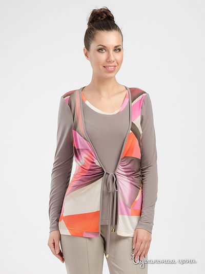 Лонгслив Christina Dea, цвет бежевый, розовый, оранжевый