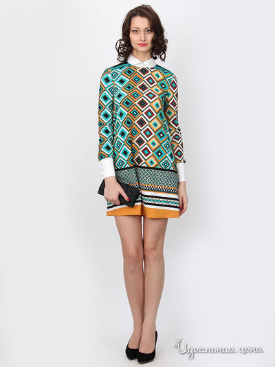 Платье Nastya Sergeeva by May Be, цвет зелено-коричневый-желтый