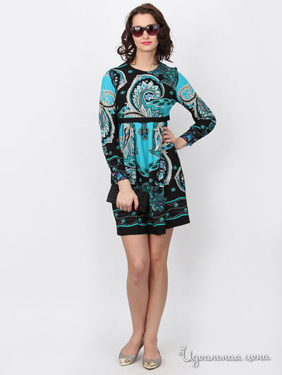 Платье Nastya Sergeeva by May Be, цвет бирюза с черным