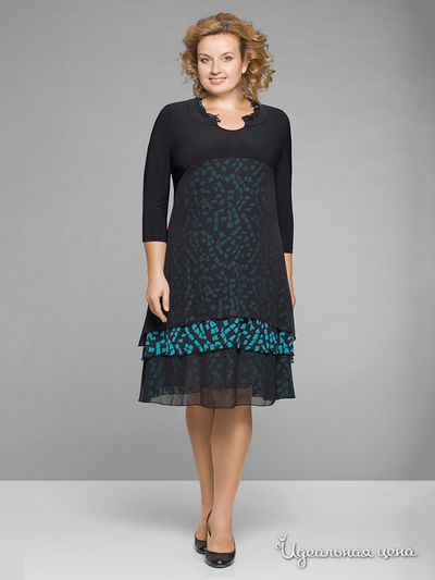 Платье Надин-Н, цвет черный/бирюзовый