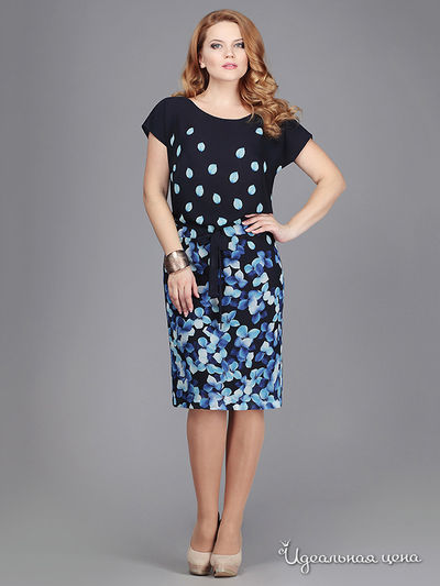 Платье Runella, цвет Темно-синий с рисунком лепестков и цветов