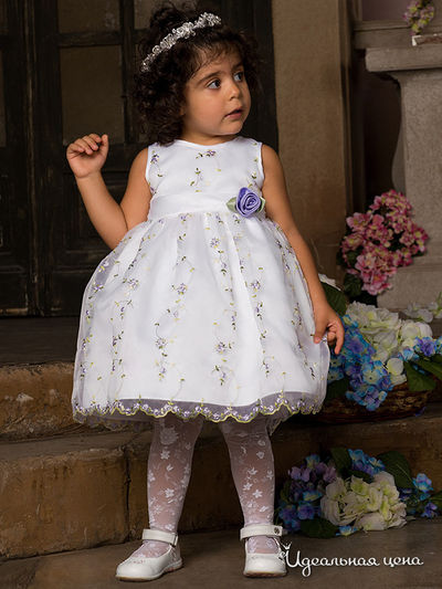 Платье праздничное + жакет Perlitta, цвет белый/фиолетовый