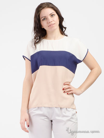 Блуза Sabra, цвет кремовый, бежевый, синий