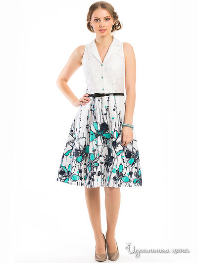 Платье Remix, цвет белый, бирюзовый