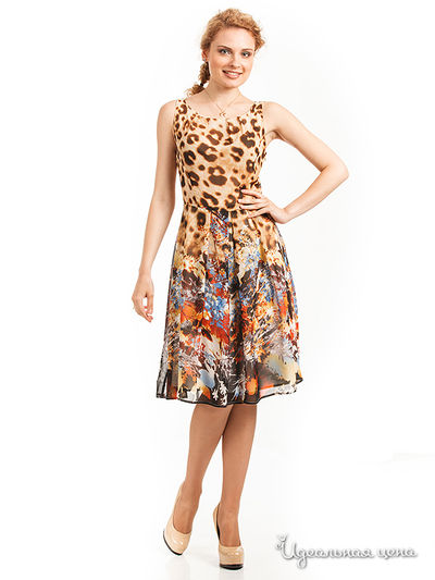 Платье Remix, цвет леопард/принт цветы