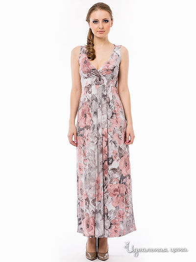 Платье Remix, цвет серо-розовый цветы