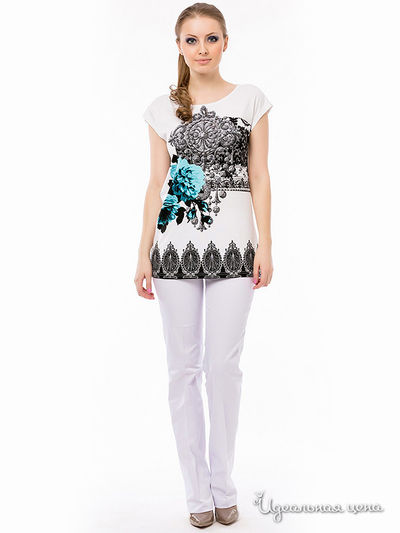 Туника Remix, цвет белый/ бирюзовый цветок
