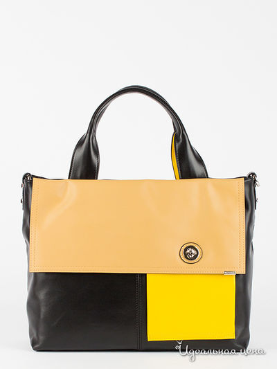 Сумка Leo Ventoni, цвет черный, бежевый, оранжевый