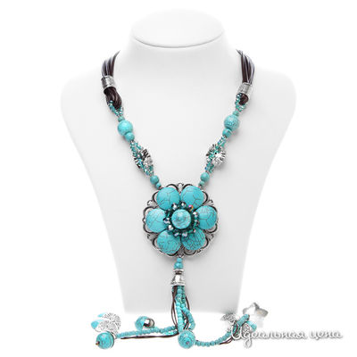 Колье Эсмеральда, цвет бирюзовый, коричневый