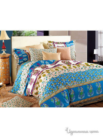 Комплект постельного белья, 1,5-спальный Valtery, цвет синий, бежевый