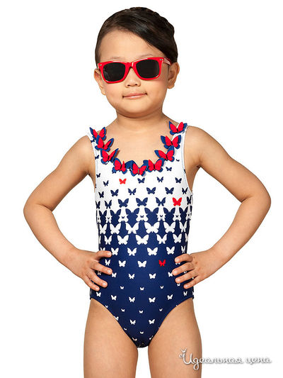 Купальник Arina, цвет бело-синий + принт 'миллион мотыльков'