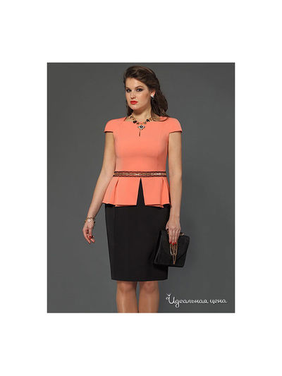 Платье Lissana, цвет черный, светло коралловый