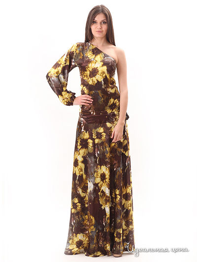 Платье M.A.K.K.O., цвет желтый, коричневый