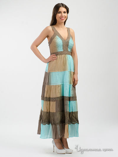 Сарафан Clubhouze, цвет бирюзовый, коричневый