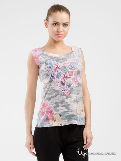 Футболка Please, цвет белый, серый, розовый