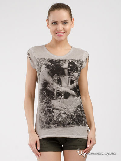 Футболка Please, цвет темно-бежевый, чёрный