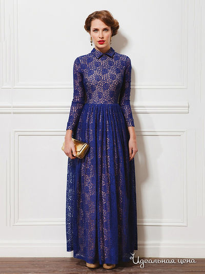 Платье La Vida Rica, цвет Синий на бежевом