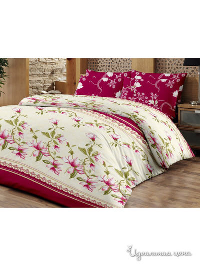 КПБ 1,5-спальный Храмцовский текстиль, цвет бордовый, белый
