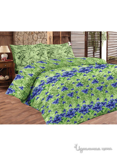 КПБ Евро Храмцовский текстиль, цвет зеленый, синий