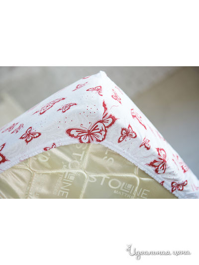 Простынь на резинке 160х200х20 см Храмцовский текстиль, цвет малиновый, белый