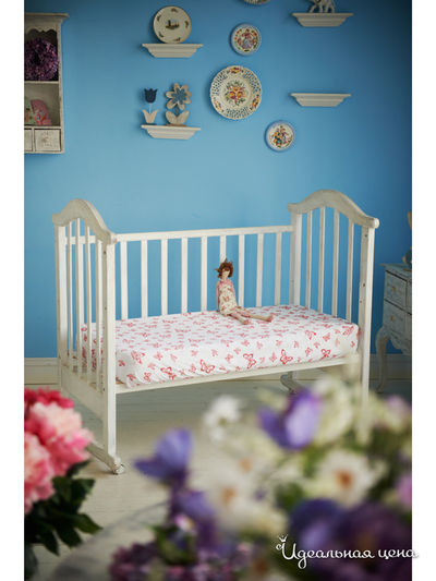 Простынь на резинке 80х120х10 см Храмцовский текстиль, цвет красный, белый