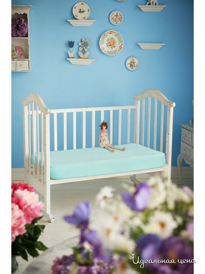 Простынь на резинке 80х120х10 см Храмцовский текстиль, цвет бирюзовый