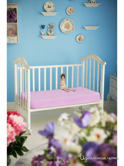 Простынь на резинке 80х120х10 см Храмцовский текстиль, цвет розовый