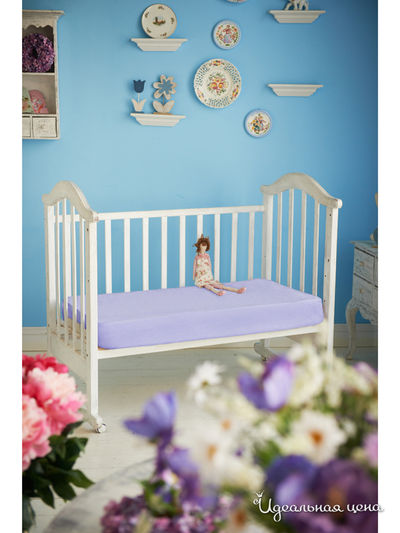 Простынь на резинке 80х120х10 см Храмцовский текстиль, цвет фиолетовый