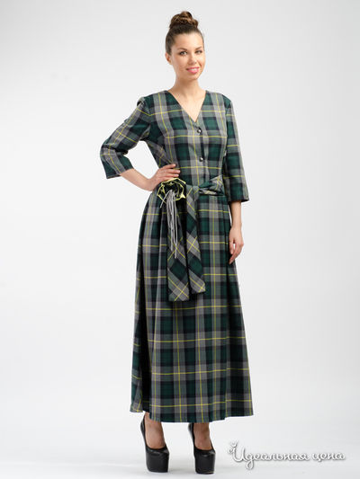 Платье Adzhedo, цвет зеленый/серая клетка