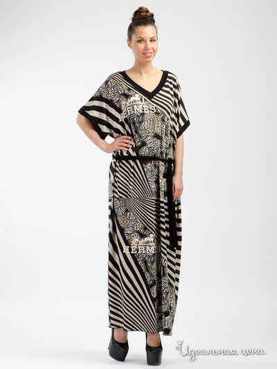 Платье Adzhedo, цвет бежевый/черный/лео/полоса
