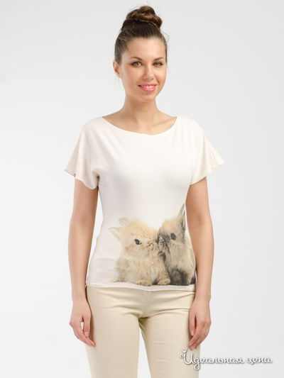 Блуза Adzhedo, цвет молочный, кролики