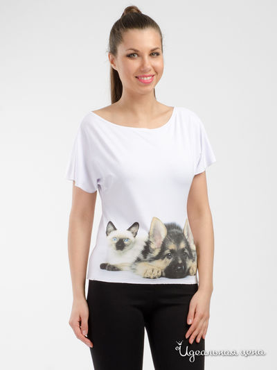 Блуза Adzhedo, цвет белый/сиамский кот/овчарка