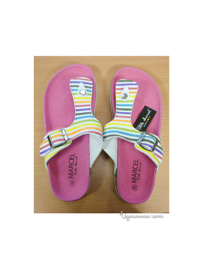 Шлепанцы Little Marcel, цвет розовый, белый, желтый, зеленый