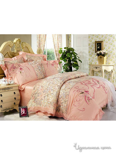 Комплект постельного белья Евро Valtery, цвет розовый