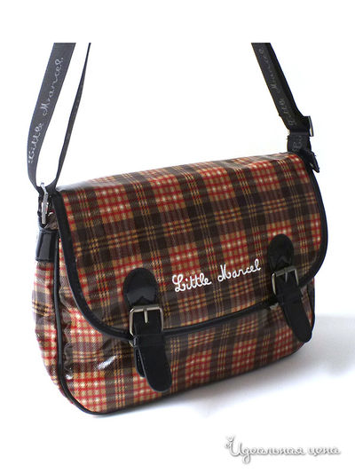 Сумка Little Marcel, цвет коричневый, красный, клетка