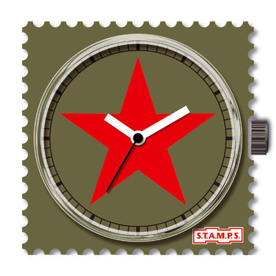 Часы Stamps, цвет цвет болотный / красный