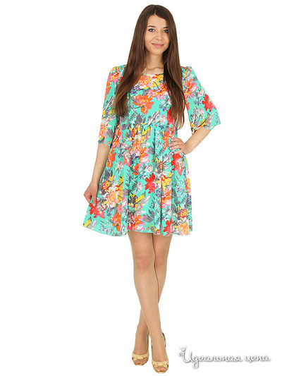 Платье Lindi Line, цвет Бирюзовый с красным и желтым