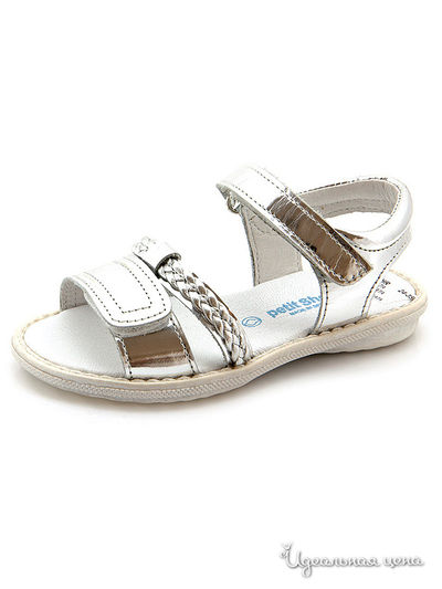 Босоножки Petitshoes для девочки, цвет белый, серебряный