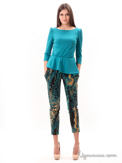 Брюки M.A.K.K.O., цвет бирюзовый, коричневый