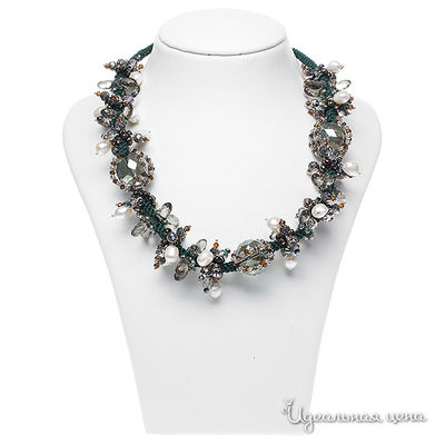 Бусы Эсмеральда, цвет зеленый, белый, серый