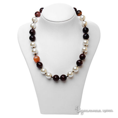 Бусы Эсмеральда, цвет белый, черный, коричневый