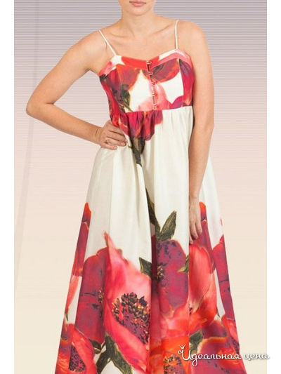 Платье Приз, цвет белый, красные маки
