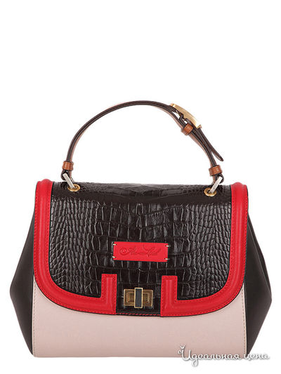 Сумка Arc-en-Ciel, цвет корпус-кремовый; бок.часть, крышка - темно-коричневый; борт крышки - красный