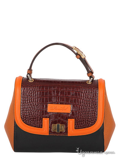 Сумка Arc-en-Ciel, цвет корпус-черный; бок.часть - верблюжий; крышка - коньячный; борт крышки - оранжевый