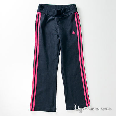 Брюки Adidas для девочки, цвет темно-синий / розовый, рост 92-176 см