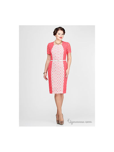 Платье Elza, цвет коралловый, белый