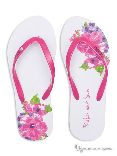 Шлепанцы S’COOL!, цвет белый, розовый