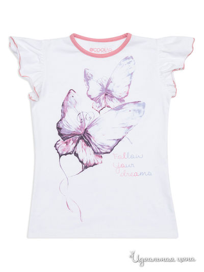 Футболка S’COOL!, цвет белая, розовая