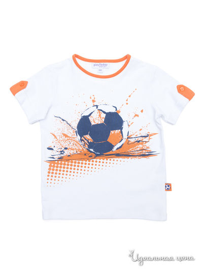 Лонгслив PlayToday, цвет белый, оранжевый