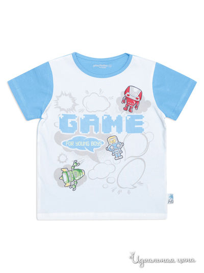 Футболка PlayToday, цвет белый, голубой